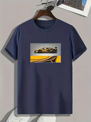 Yellow Sportscar Print Men's Comfy T-shirt for Summer
