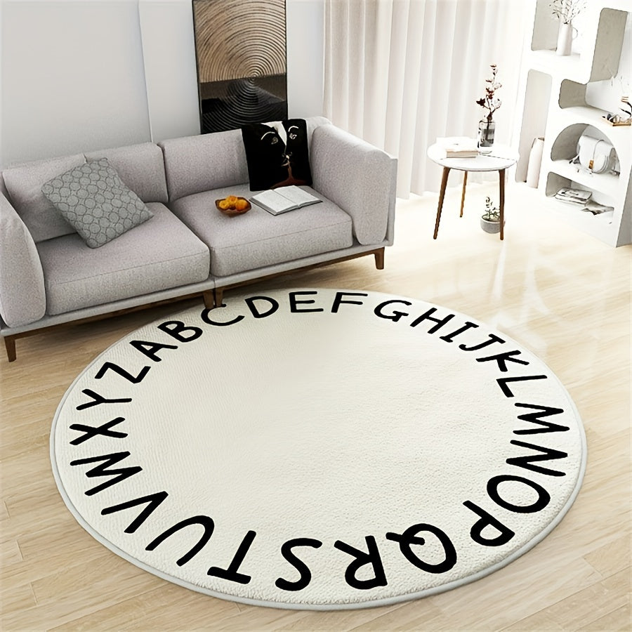 Soft Round Carpet English Letter Pattern Floor Mat