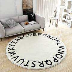 Soft Round Carpet English Letter Pattern Floor Mat