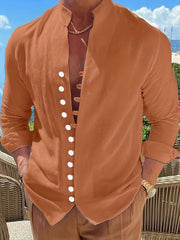 Men's Solid Short Sleeve Shirt for Summer Vacation