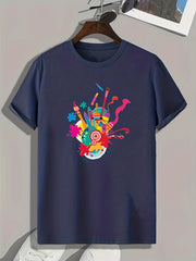 Brush & Palette Print Men's Comfy T-shirt for Outdoor Summer