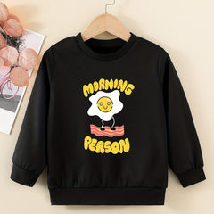 Fun Fried Eggs Graphic Girls Sweatshirt Casual Comfort Fit Kids Tops Pullover