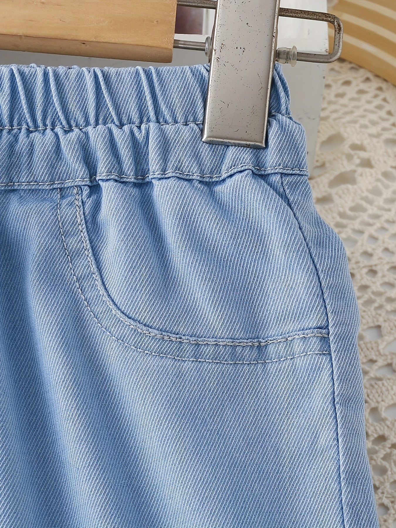 Girls Heart Print Casual Wide Leg Jeans for Children