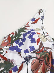 Floral Print High Stretch Boho 2 Pieces Bikini Set Women's Plus Swimsuit Set