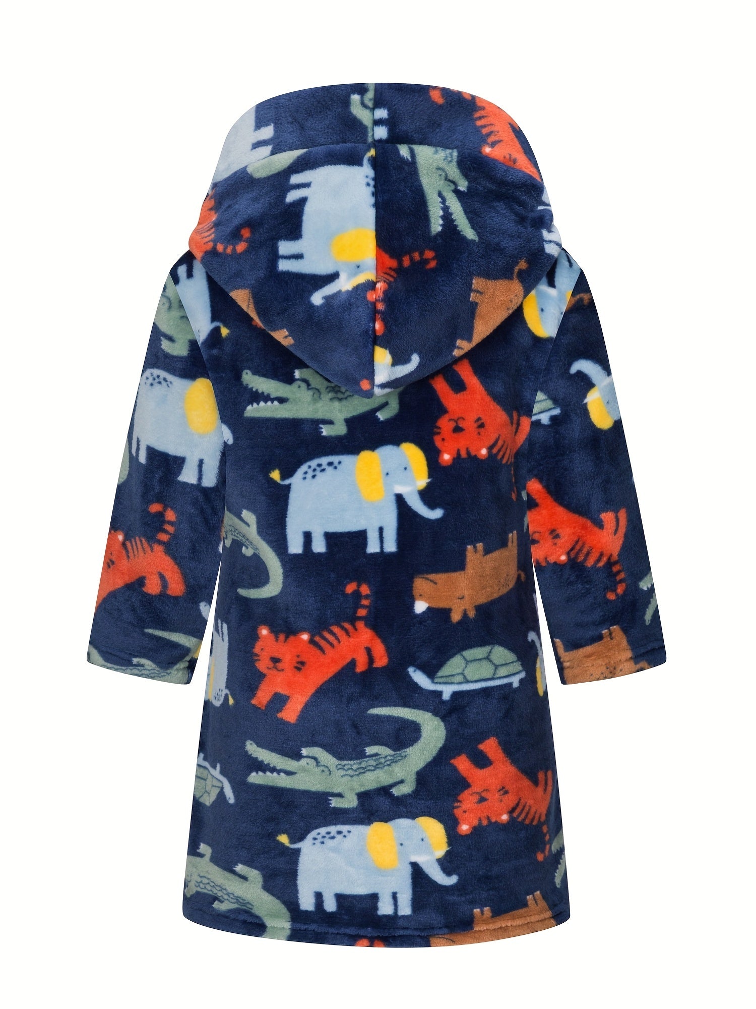 Kid's Crocodile Pattern Hooded Flannel Bathrobe PJ for Autumn Winter