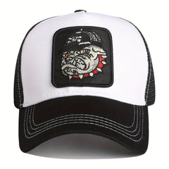 Dog Head Patch Trucker Hat Unisex Hip Hop Block Baseball Cap Mesh Breathable