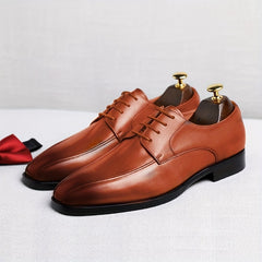 Men's British Style Square Toe Derby Shoes for Wedding Business