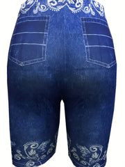 Butterfly Print Short Length Jeggings Slim High Waist Leggings