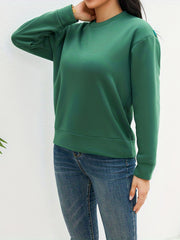Solid Crew Neck Pullover Sweatshirt Women's Casual Long Sleeve Sweatshirt