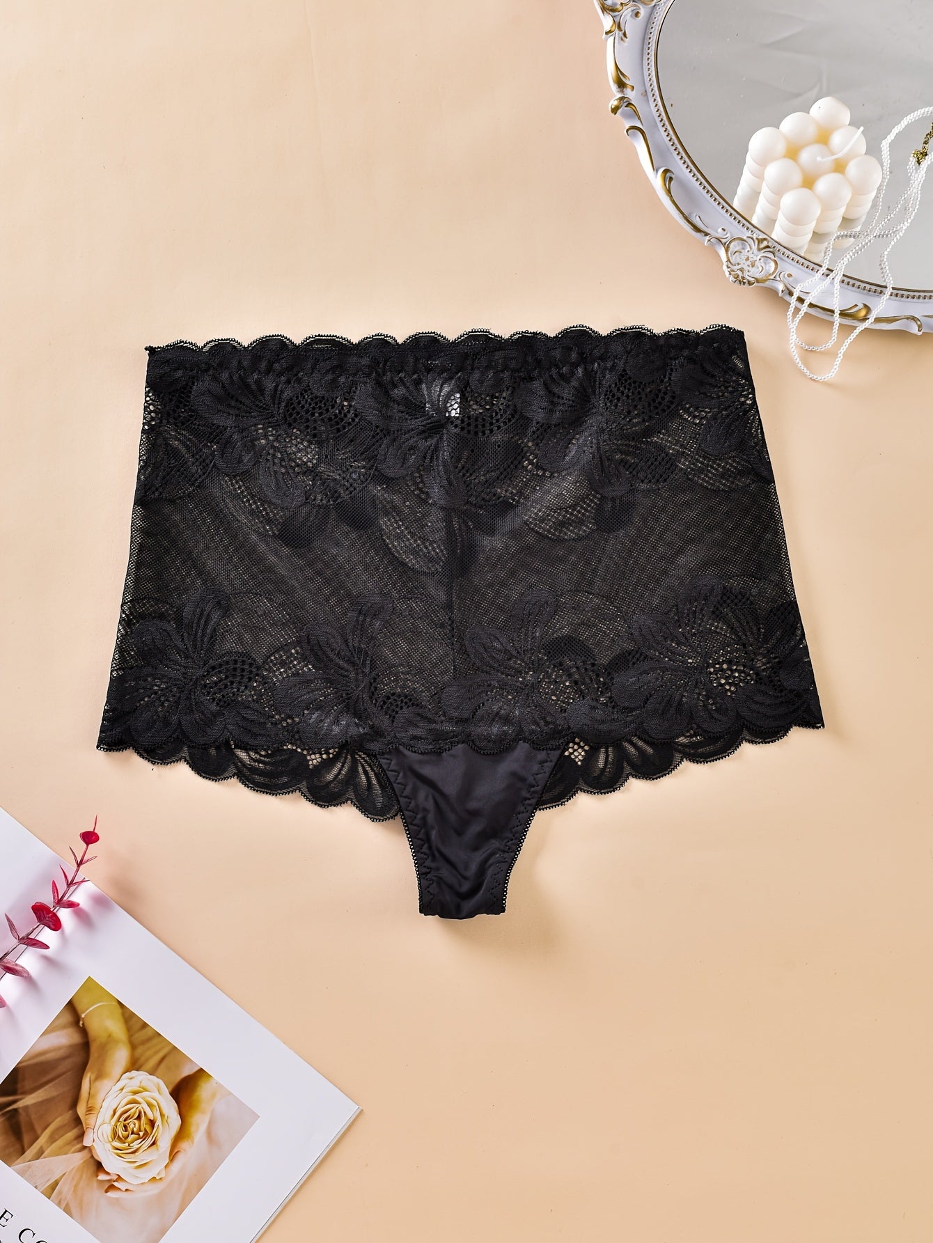3 Pack Plus Size Lace High Waisted Briefs 3pcs Set