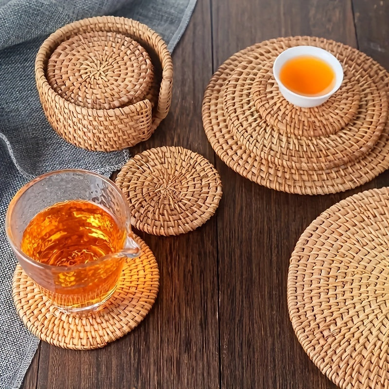 Vietnamese Autumn Vine Rattan Coasters for Home Kitchen Decor