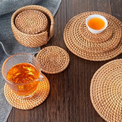 Vietnamese Autumn Vine Rattan Coasters for Home Kitchen Decor