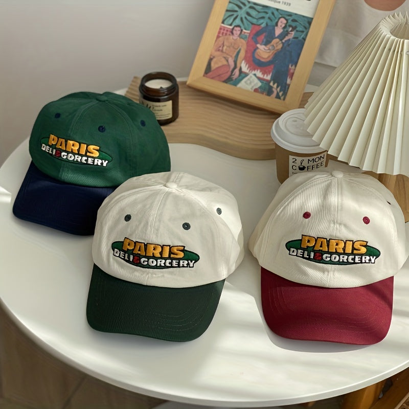 Unisex Retro Campus Style Baseball Cap with Letter Embroidery
