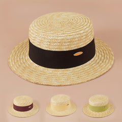 Flat Top Straw Hat Seaside Travel Sun Protection Sunshade Beach Hat