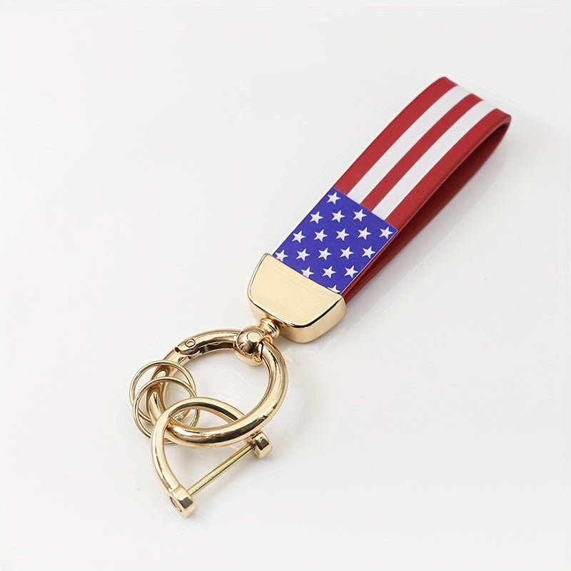 American Flag Car Keychain PU Leather Keyring Pendant
