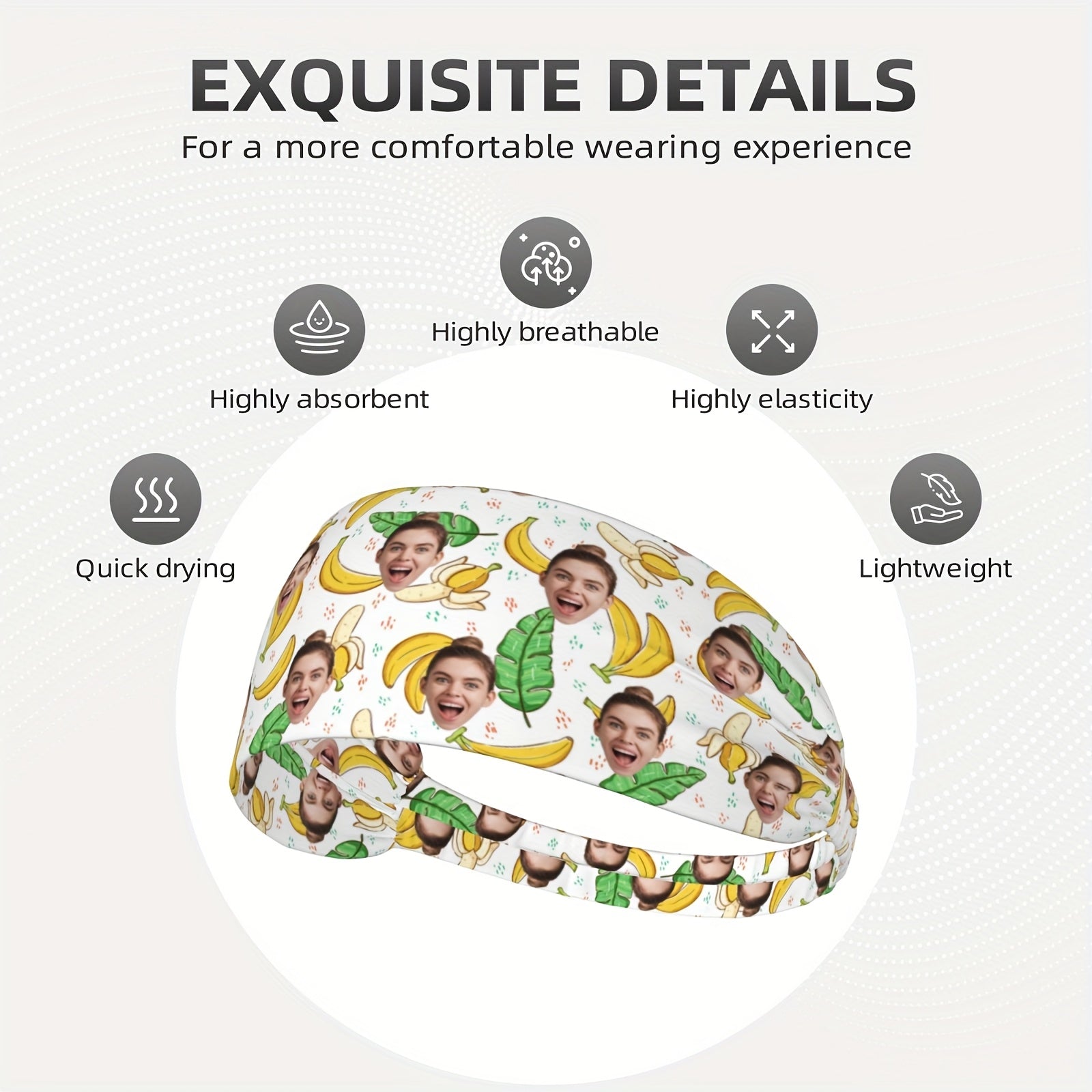 Custom Face Sport Headband Sweatproof Hairband Personalized Photo Soft Sweatband