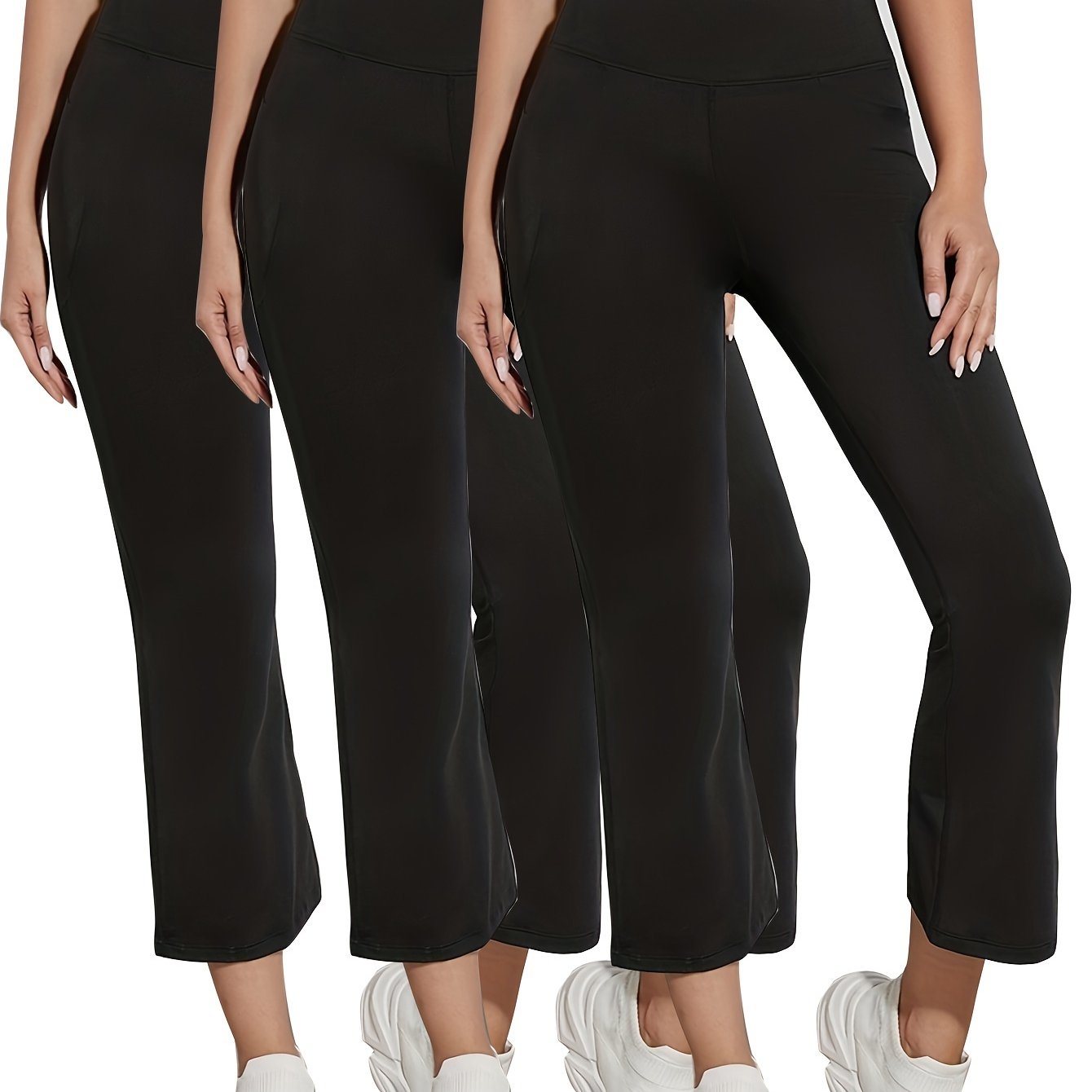 3 Pcs Set Straight Micro Flared Yoga Pants Casual Comfortable Sports Pants