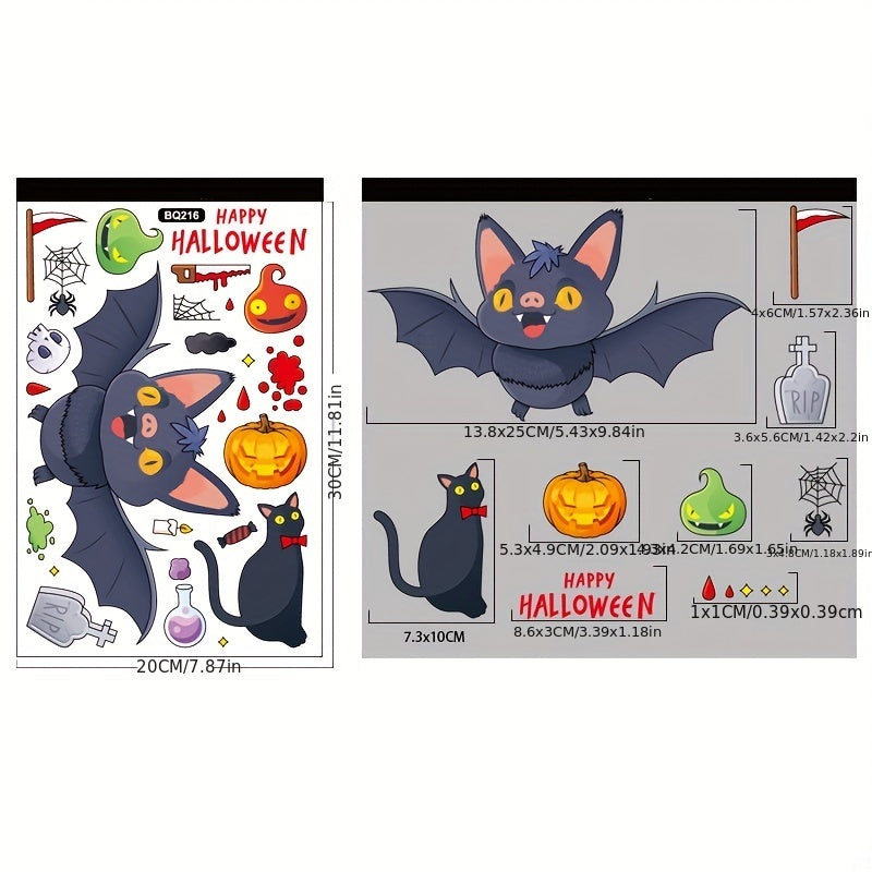 6pcs Cartoon Halloween Stickers Non Adhesive Static Stickers