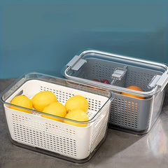 Double Layer Draining Basket Refrigerator Vegetable Storage Box