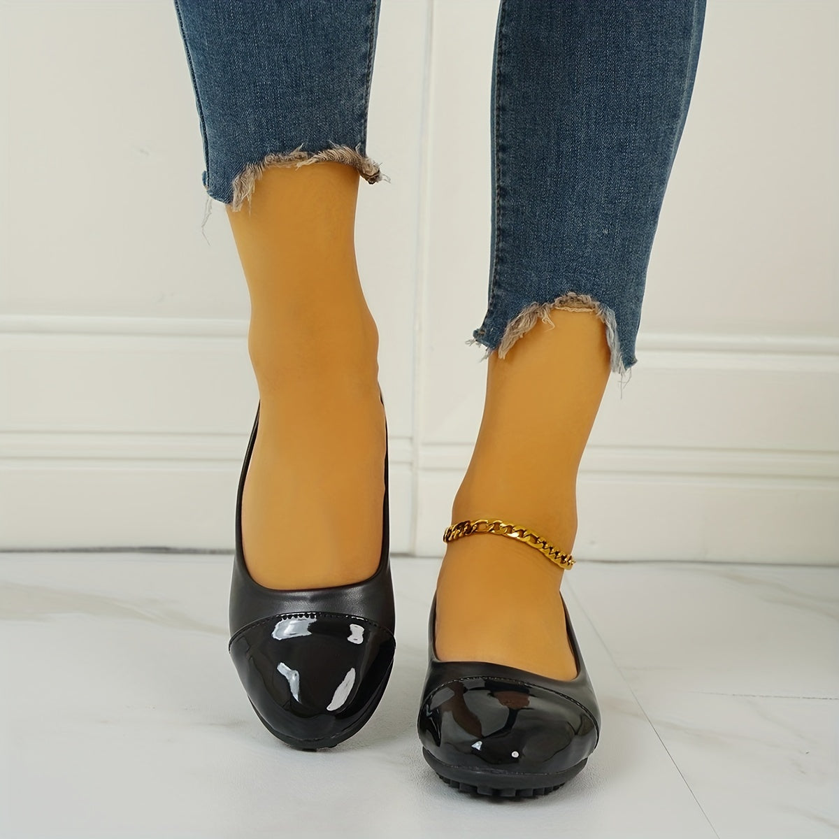 Women's Almond Toe Flat Shoes Soft Sole Faux Leather Comfy Work Flats
