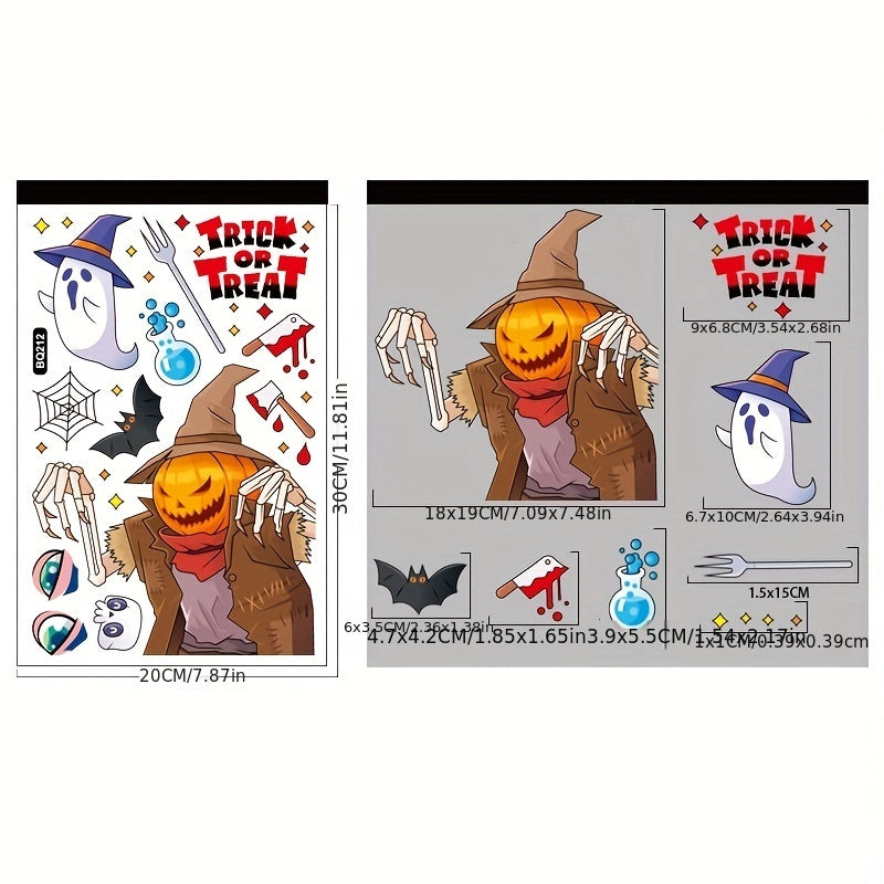 6pcs Cartoon Halloween Stickers Non Adhesive Static Stickers