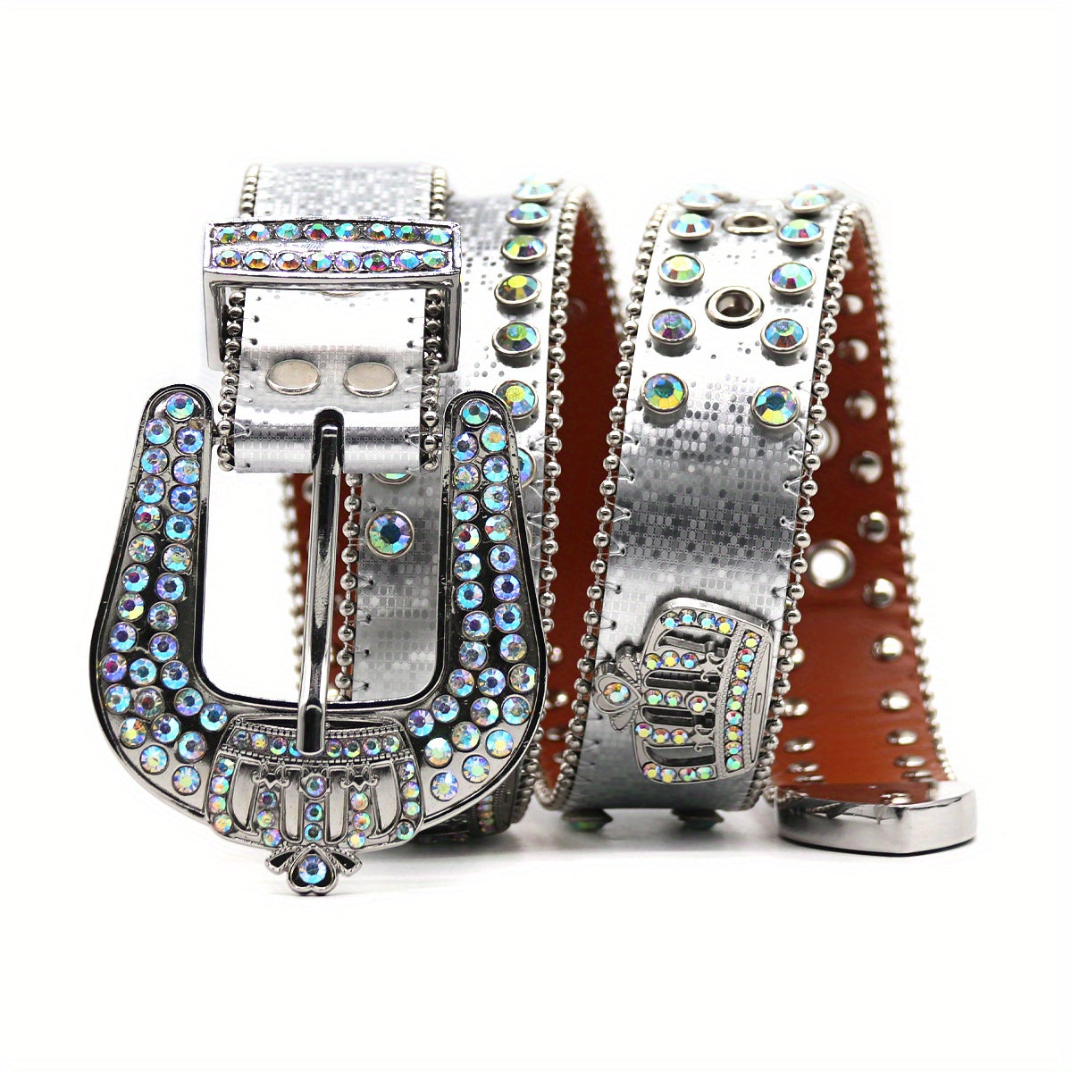 Crown Rhinestones Inlaid Hip hop Trousers Belt