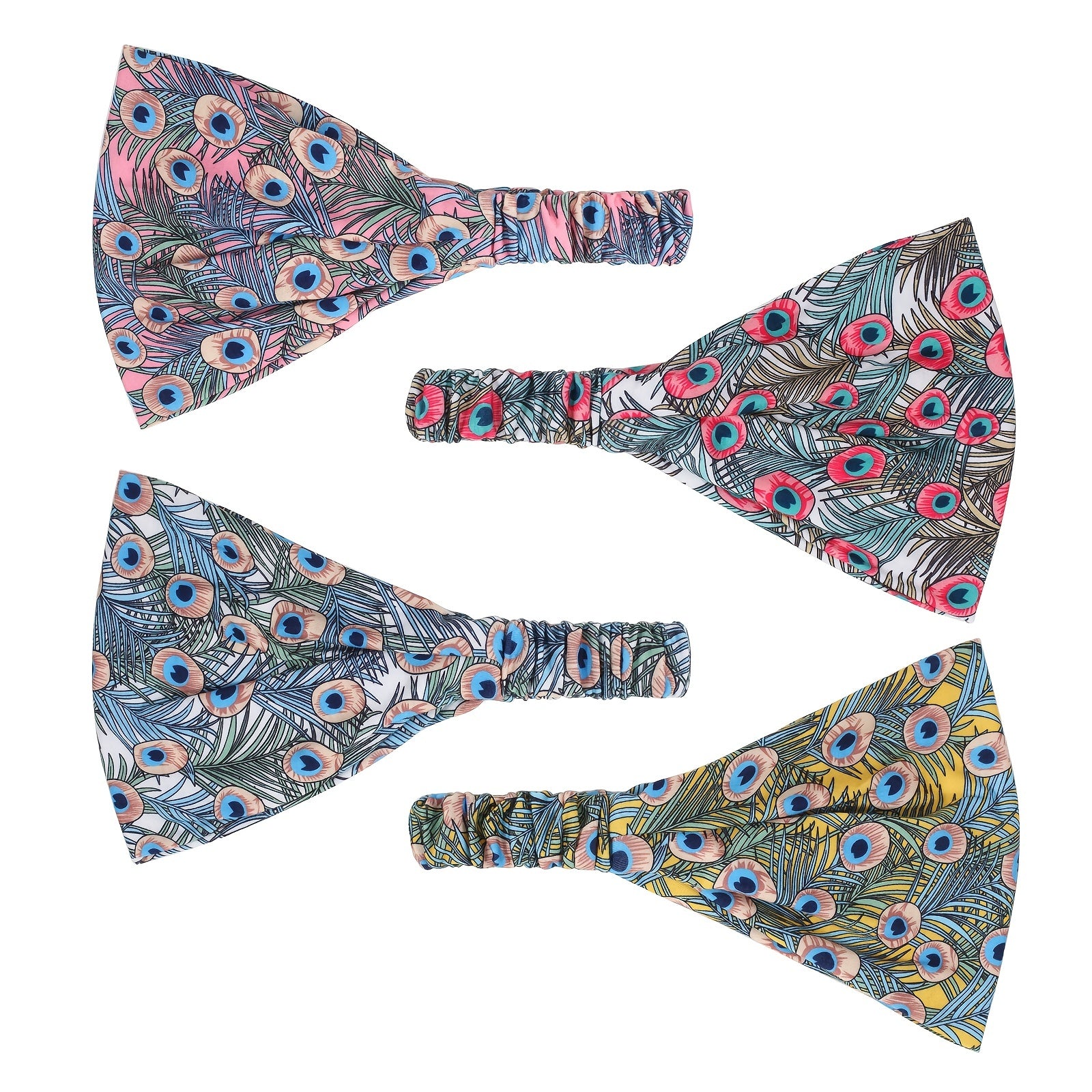 Peacock Feather Pattern Boho Stretch Headbands