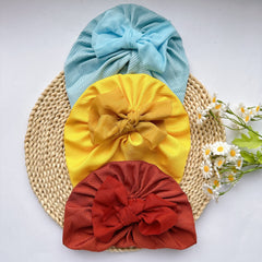 Soft Elastic Flower Baby Hat With Bow for Girl