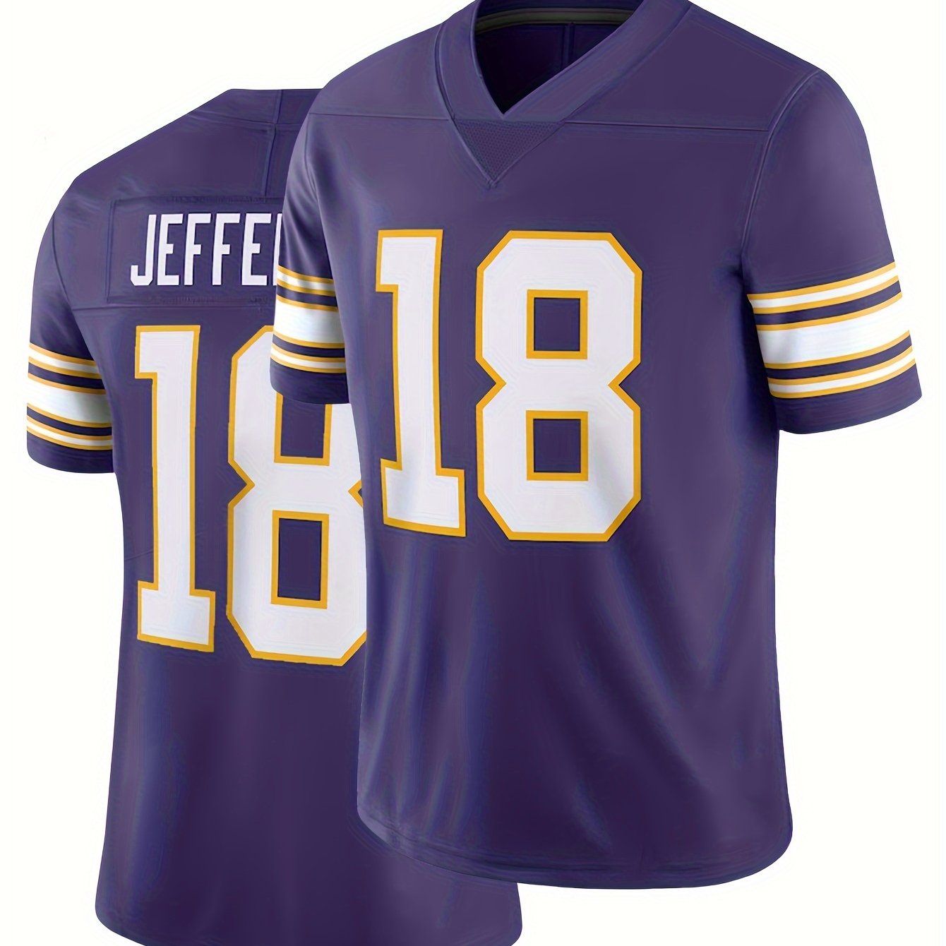Men's No. 18 Rugby Jersey V Neck Short Sleeve Purple