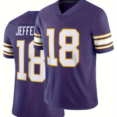 Men's No. 18 Rugby Jersey V Neck Short Sleeve Purple