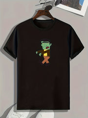 Cartoon Print Men's Graphic T-shirt for Summer