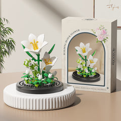 Mixed Plastic Flower Building Blocks DIY Rose Sunflower Tulip Lily Peony Jasmine