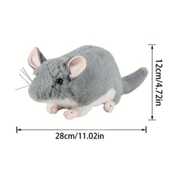 Realistic Chinchilla Plush Toy Grey Stuffed Animal with Big Tail