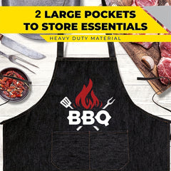 Denim BBQ Apron Double Pockets Wear Resistant Scratch Resistant Work Dress