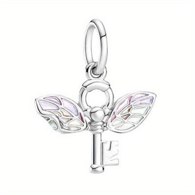 Star Galaxy Astronaut Beaded Bracelet with Angel Wings Charm