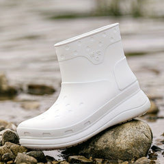 Women's Waterproof Chunky Medium Tube Rain Boots for Outdoor Fishing