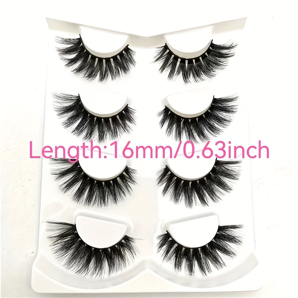 3D False Eyelashes Natural Look Four Pairs Pack