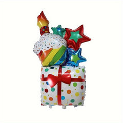 Colorful Birthday Cake Foil Balloons with Candle Shape