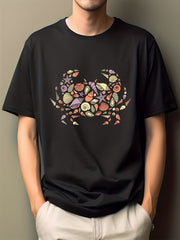 Men's Hip Pop Cartoon Print Tee Active Casual Slightly Stretch Crew Neck T shirt