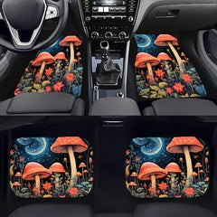 4pcs Colorful Car Floor Mats Non-slip Stain-resistant Front Rear Seat Carpets