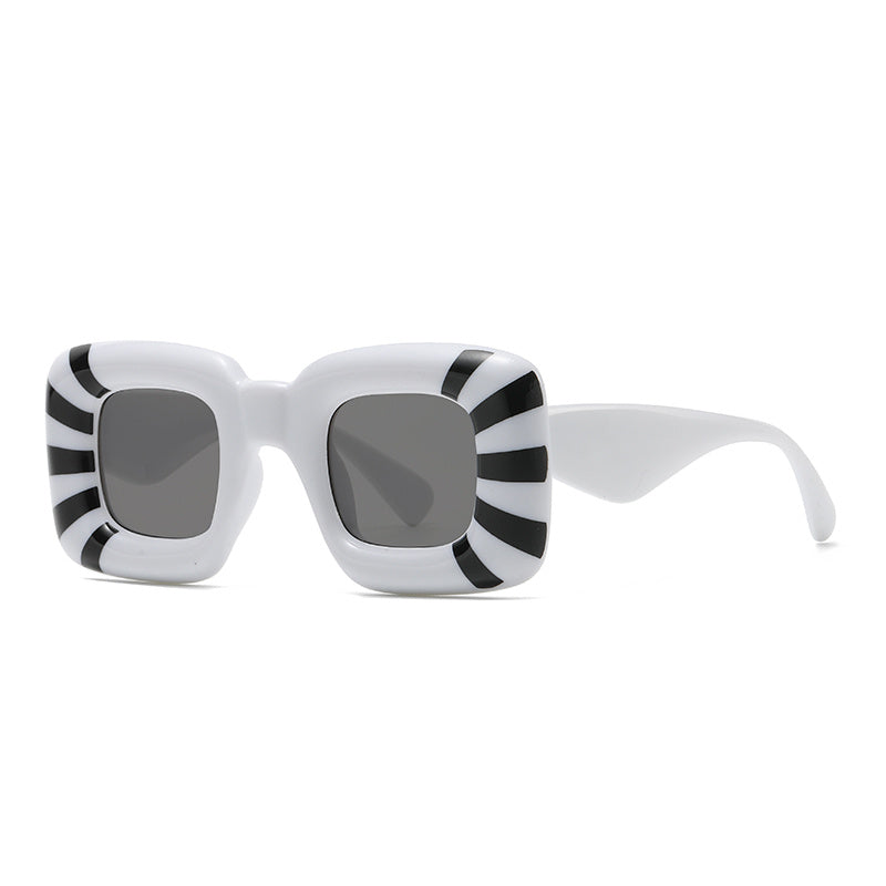 Striped Square Sunglasses UV400 for Beach Party Club