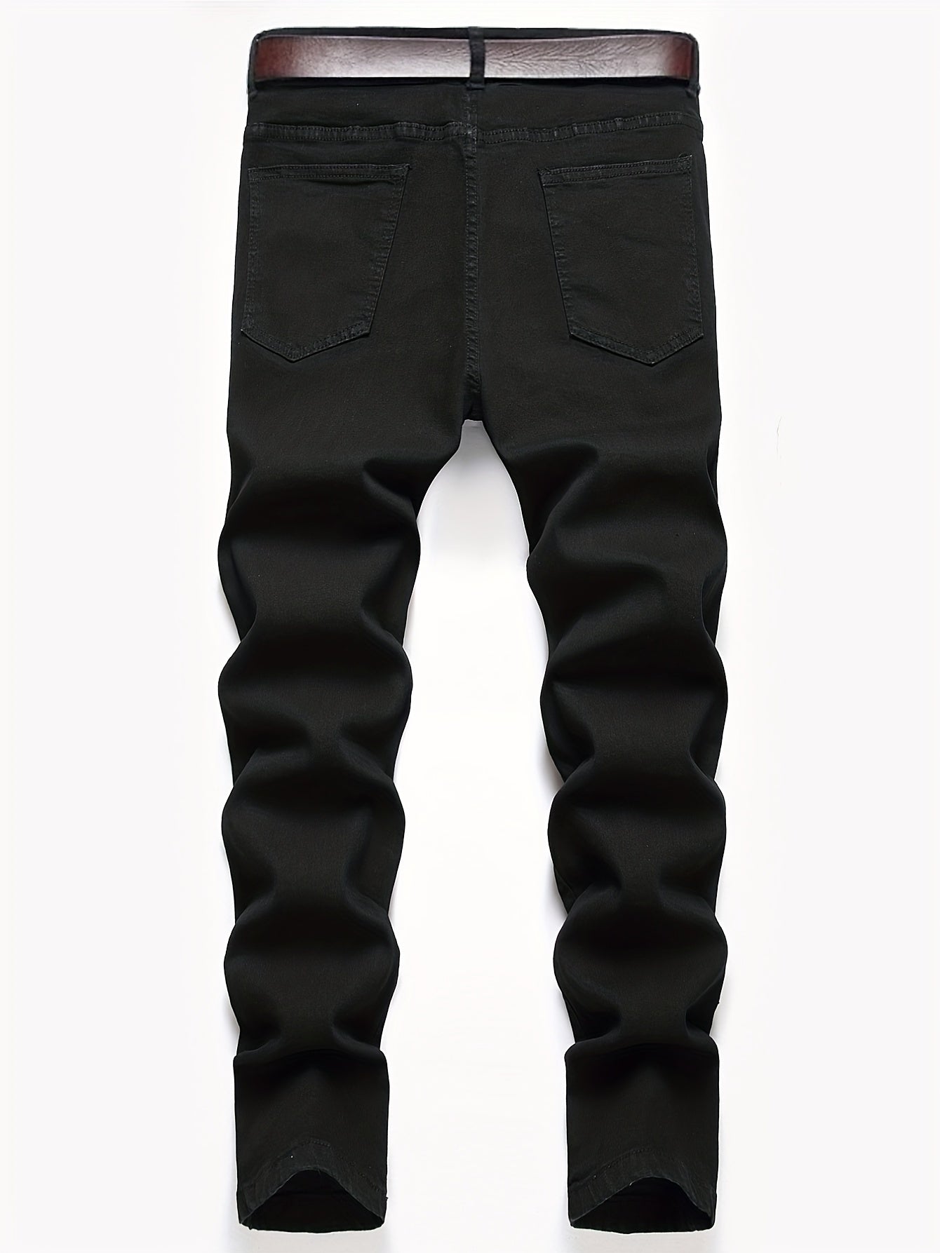 Distressed Slim Fit Biker Jeans Men's Casual Street Style Denim Pants