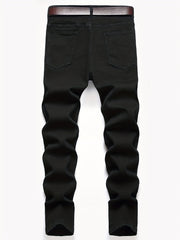 Distressed Slim Fit Biker Jeans Men's Casual Street Style Denim Pants