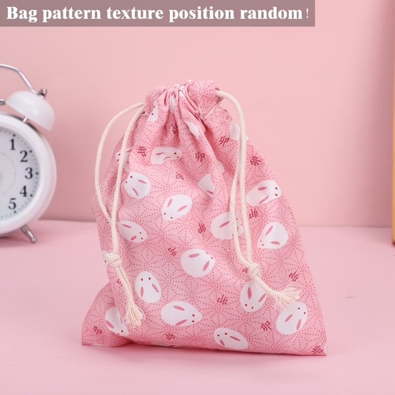 Rabbit Flower Leaf Drawstring Bag Storage Coin Pouch Key Bag