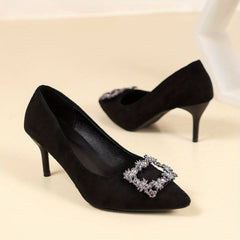 Rhinestone Square Buckle Stiletto Wedding Pumps