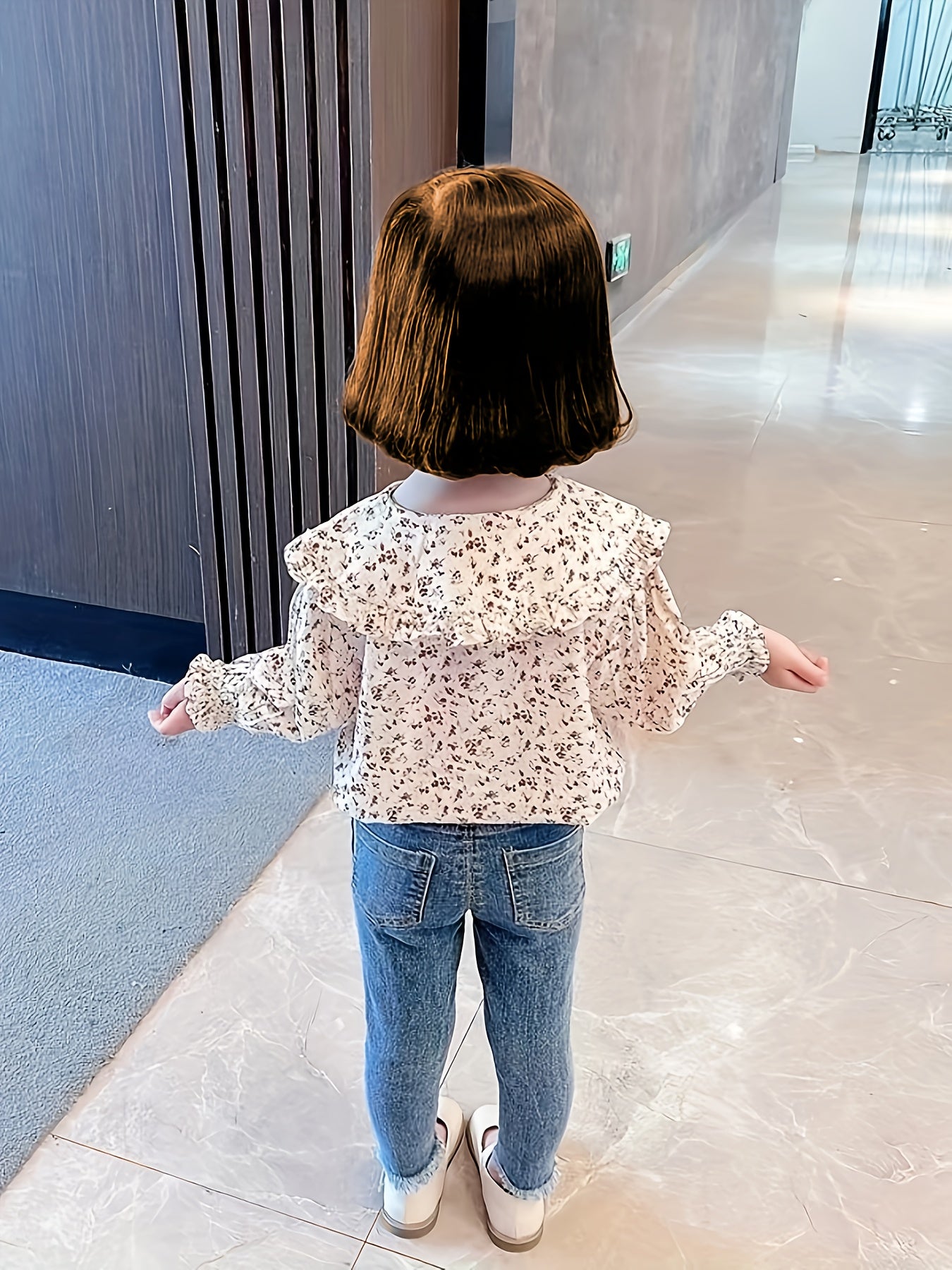 Kid Teen Girls Ruffles Floral Shirt & Button Down Collared Blouse