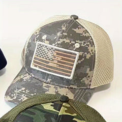Camouflage Trucker Hat Flag Embroidery Baseball Cap Patriotic Dad Hats