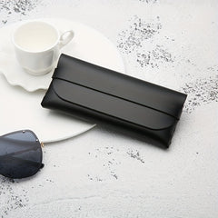 Soft PU Leather Glasses Bag Portable Container Minimalist Flap Case