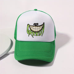 GRINNING Printed Trucker Hat Green Baseball Cap Mesh Breathable Dad Hats