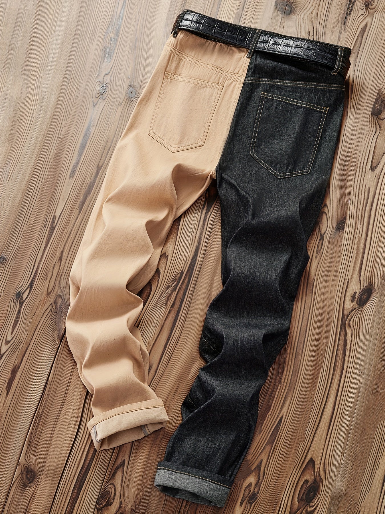 Mens Casual Street Style Patchwork Denim Jeans Spring Summer